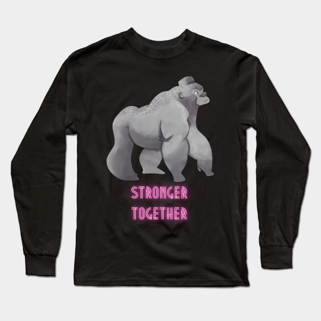 Apes Stronger Together Long Sleeve T-Shirt by Bearded Vegan Clothing